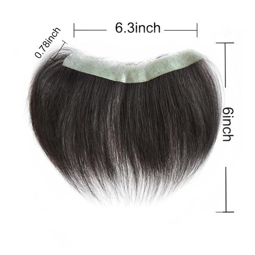 Frontal Hairpiece for Women Natural Black Hair Extension Hairline Loss Straight Tape in Human Hair Toppers Replacement Toupee (0.78x6.3, 6, Natural Black)