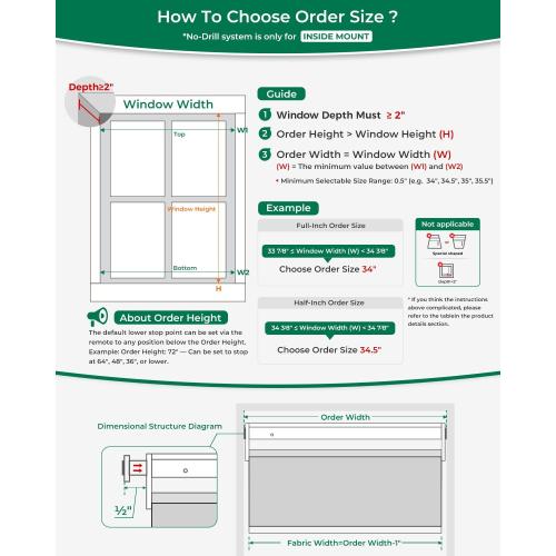 Allesin No Drill Motorized Blinds with Remote | Rechargeable Smart Blackout Roller Shades, Cordless Electric Window Blinds for Bedroom, Living Room, Home Office, White 34x72 Inches