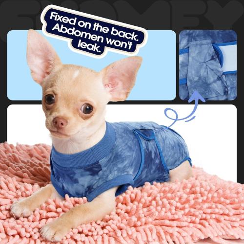 FUAMEY Recovery Suit for Dogs After Surgery,Soft Breathable Dog Bodysuit E-Collar & Cone Alternative Surgical Suit,Male Female Dog Neuter Spay Suits Anti Licking Wounds Onesie Blue Tie Dye XL