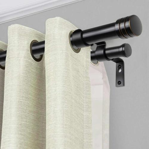 TONIAL1 Inch Double Curtain Rods for Windows 66 to 120 Inches, Heavy Duty Decorative Drapery Rod 32 to 144 Inches with Classic Cap Finial, Black