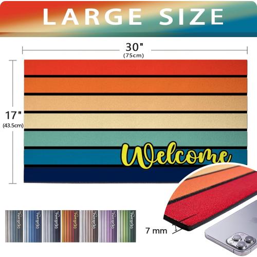Bulijojo Rainbow Doormat, 17x30 Inch Outdoor Heavy Duty Welcome Mat