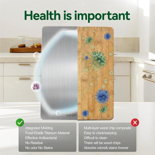 Titanium Cutting Board Set of 3,100% Pure Titanium Cutting Boards for Kitchen, Double Sided Food-Grade Chopping Board for Cutting Meat Vegetable Fruit, Dishwasher Safe