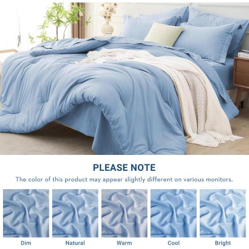 3 Pieces Queen Comforter Set, Soft Bed   Queen Size, Set with Comforter, Pillowcases color Blue