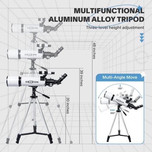 Koolpte Telescope 80mm Aperture 600mm - Astronomical Portable Refracting Telescope Fully Multi-Coated High Transmission Coatings AZ Mount with Tripod Phone Adapter, Wireless Control, Carrying Bag.