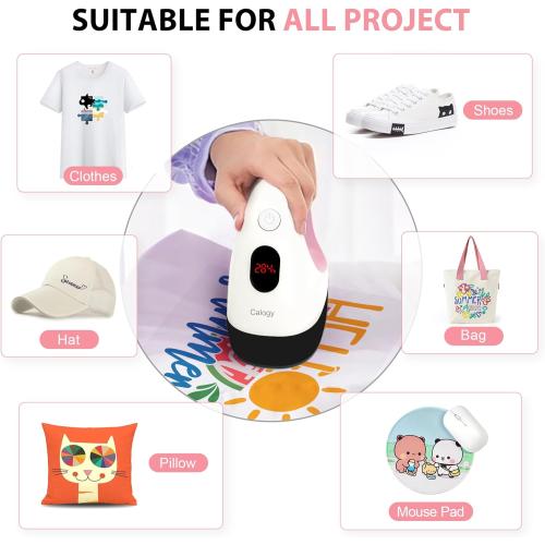 Calogy Mini Heat Press, Heat Transfer Machine, Constant Temp Control, Insulated Safety Base, Fits for Crafts, T-Shirt, Hat, Cap, Pillows(White Pink)