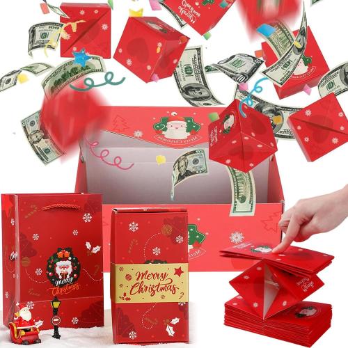 enttgo 16pcs Surprise Gift Boxes for Money, 2025 Newly Folding Pop-Up Explosion Box, Christmas & Birthday
