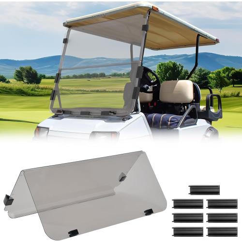 KEMIMOTO Golf Cart Windshield Compatible with Club Car DS (1982-2000), Foldable Replacement Windshield with Anti-UV and Impact Resistant Acrylic