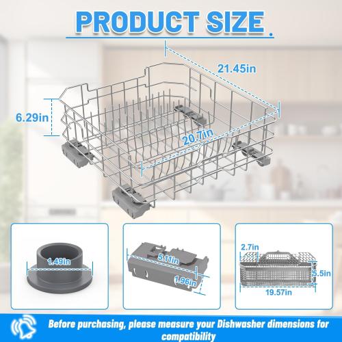 WD28X26099 Lower Rack for GE Dishwasher Rack Replacement,Stainless Steel | GDT535PSM0SS GDF510PSM0SS Bottom Dishrack Replacement Parts WD28X34744 WD28X24478 Ge Dishwasher Lower Rack With Wheels