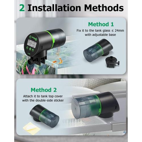 Automatic Fish Feeder for Aquarium, Auto Fish Food Dispenser with Timer and Feeding Ring, Moisture-Proof, Smart Fish Tank Vacation Feeder with 2 AAA Batteries