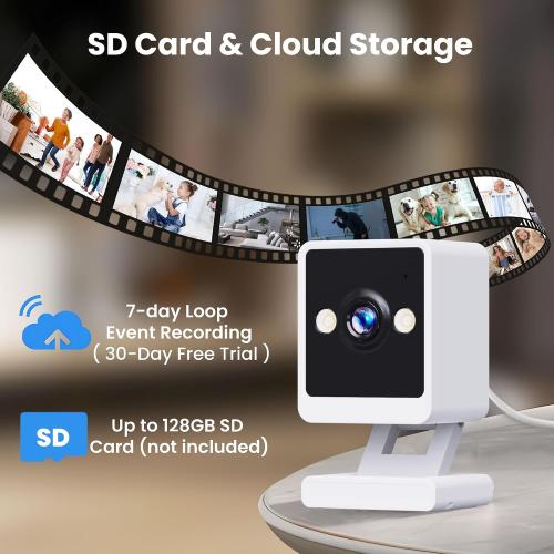 Indoor Camera, 2K Cameras for Home Security with Color Night Vision & Siren, 2-Way Audio for Pet/Dog/Baby/Nanny, 2.4GHz WiFi Camera, Cloud & SD Card Storage, Works w/Alexa, Magnetic Base