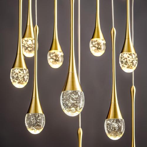 Raindrop Crystal Chandelier High Ceiling: 12 Lights Remote Dimmable LED - Large Long Modern Bubble Hanging Pendant Light Fixture Teardrop Spiral Chandeliers for Living Room Staircase Entryway Foyer