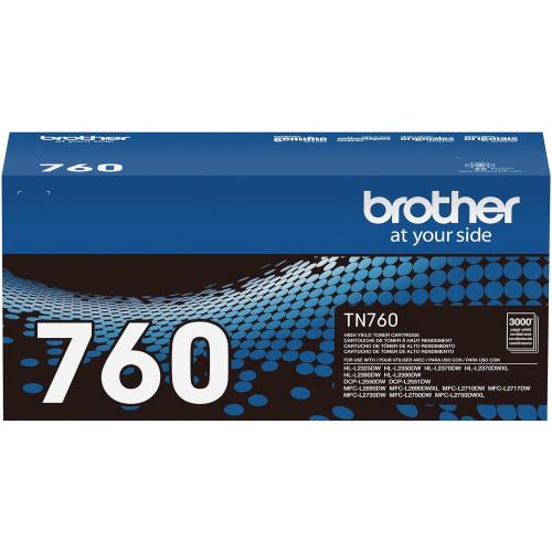 Brother Genuine TN760 High Yield Black Toner Cartridge, (For use with MFC-L2710DW MFC-L2750DW HL-L2350DW HL-L2370DW HL-L2395DW HL-L2390DW DCP-L2550DW Printers)