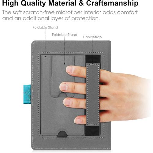 HoYiXi Universal Case Compatible with 6.8-7 Kobo/Pocketbook/TolinoKindle Paperwhite/Kobo Clara HD/Kobo Clara 2E Leather Stand Cover for 6-6.8'' E-Book eReader,Flower