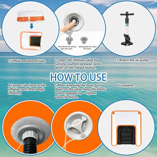 VOFiTNY Inflatable Pup Plank Dog Floating Dock Water Ramp Ladder Steps for Pool Boat Sea Lake, Pup Plank Orange
