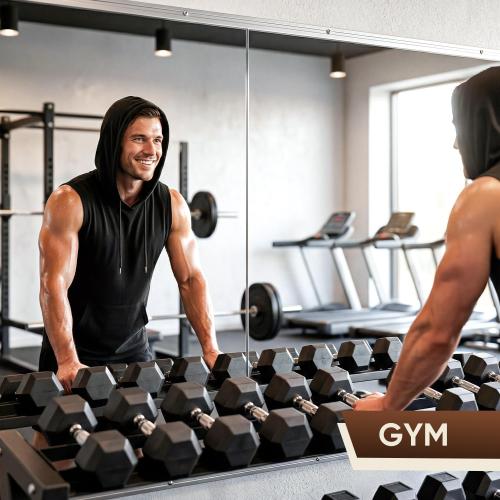 Antok Home Gym Mirror 48x24 2PCS, Large Full Length Wall Mounted Mirrors, Frameless Tempered Glass Full Body Mirror for Gym Yoga Dance Studio Garage Bedroom & Bathroom