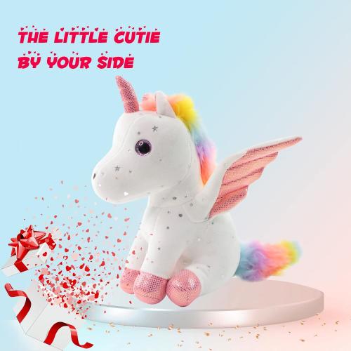 Sew Butiful 8 Unicorn Stuffed Animal - Cute Plush Toy Gift for 3-8 Years Old Girls, Soft Birthday Present for Baby, Toddler, Kids, Decor (White)