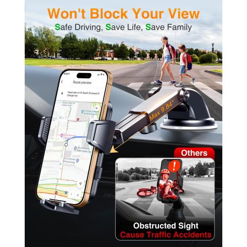 VANMASS 2025 Upgraded Car Phone Holder, [85 LBS Strongest Suction] Patent Safety Cell Phone Mount Windshield Dashboard Vent Truck Accessories Stand Cradle for iPhone 17 Pro Max 16 15 14 13 Android