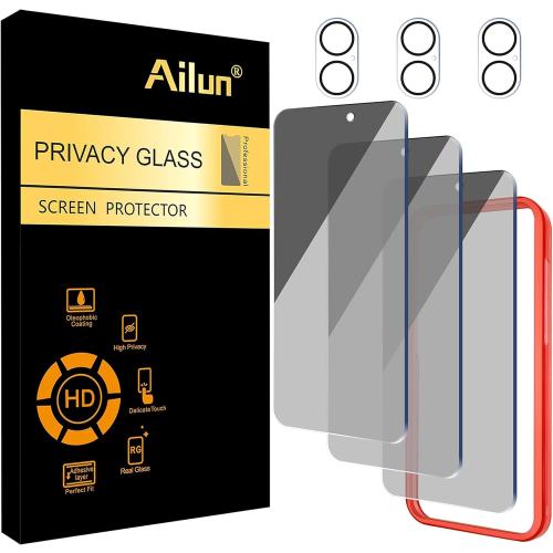 Ailun Privacy Screen Protector Camera Lens Protector for iPhone 16, 3 3Pack
