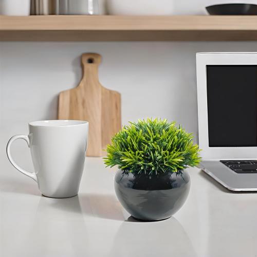 Velener Small Artificial Succulents Grass Desk Plant for Office, Fake Sage Plants for Shelf Decor, Mini Faux Plant Indoor, Masculine Home Decor, Coffee Table Decor, Bathroom Counter Decor in Pot