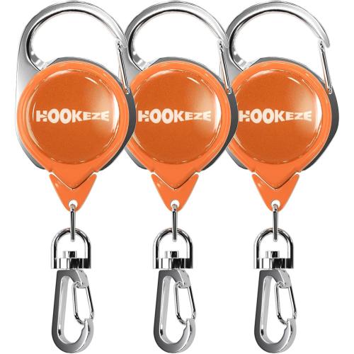 HOOK-EZE Fly Fishing Zinger Retractor for Anglers Vest, Pack of 3 - Fishing Gear and Equipment for Nippers, Forceps, Fly Float Ant, Belt Loops & Backpack