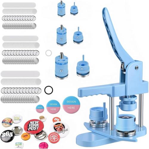 Button Maker Machine Multiple Sizes, 1'' 1.25'' 2.25'' Pin Maker Button Press Machine W/ 300 Sets Metal Pinback Inserts, Pin Making Supplies Kit for DIY Badges