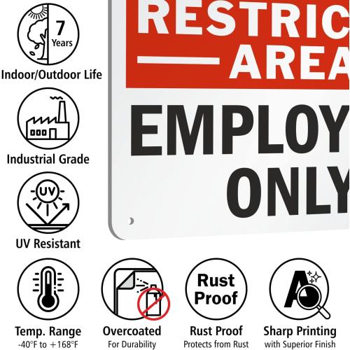 SmartSign Restricted Area - Employees Only Sign | 7 x 10 Aluminum