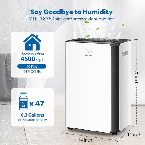 White and Black Quiet Whole House Dehumidifier for Basement