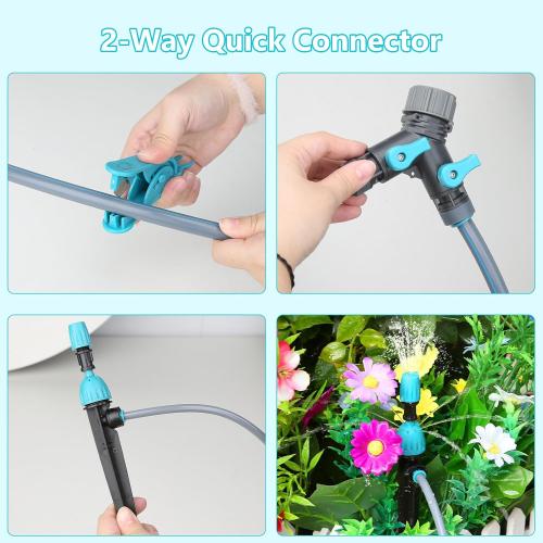 Drip Irrigation System Kit with Water Timer 100FT，1/2 inch Hose 1/4 inch Distribution Tubing，Water Timer for Garden Hose with Anti-Leakage Quick Connector and Drip Emitters,for Potted Plant