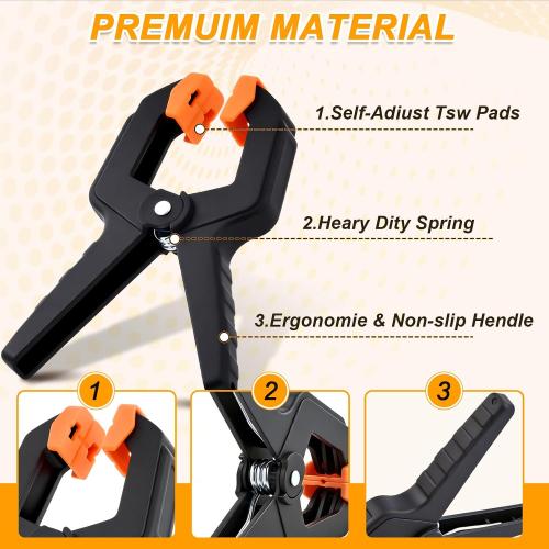 10 Pack Spring Clamps for Crafts & DIY - 3.5 Inch Plastic Woodworking Clamps, Small Balloon Arch Clips, Heavy Duty Tarp & Backdrop Holder Clips