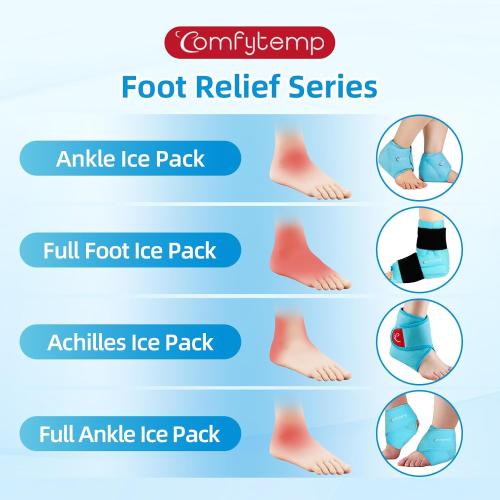 Comfytemp Ankle Ice Pack Wrap for Plantar Fasciitis, Swelling, Foot Pain Relief, FSA Eligible HSA, Gel Packs for Injuries Reusable, Hot Cold Compress for Achilles Tendonitis, Sprained Ankles, 2 Packs