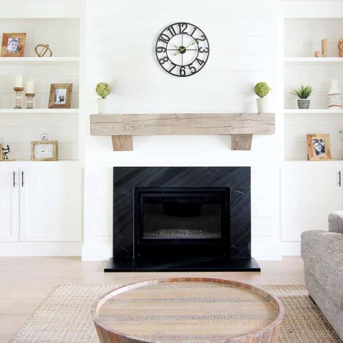 Large Outdoor Clock, Silent Non-Ticking Battery Operated Outdoor Wall Clock, Black Modern Metal Wall Clock for Patio, Porch, Pool Area, Kitchen, Bedroom, Living Room, Farmhouse Decor - 16 Inch