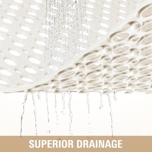 OTHWAY Large Shower Mat, 47x 32 TPE Anti Slip Shower Mat, Heavy Bath Mats for Shower with Drain Holes Suction Cups, Shower Stall Mat for Bathroom, No Odor Shower Grip Mat for Elderly Kids(W-White)