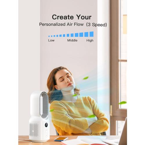 let'me 13 Inch Desk Fan, Bladeless Table Fan, 106° Oscillating Fan Touch Control with 3 Speeds and Night Light, Small Quiet Desk Fan for Personal, Office, Nightstand