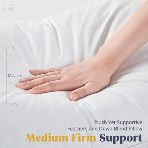 puredown® Goose Feathers and Down White Pillows with 100% Soft Cotton Cover, Bed Sleeping Hotel Collection Pillows 1 King Size