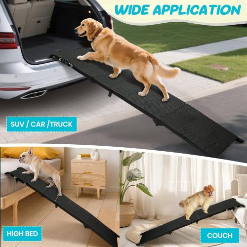 71 Long Dog Ramp for Car, Folding Pet Ramps for Large Dogs with Non-Slip Surface,Portable Dog Car Ramp for Car SUV & Truck Up to 350LBS