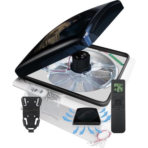 Build-in Rain Shield RV Roof Fan Vent Trailer Camper 10 Speed 12V 14'' Reversible