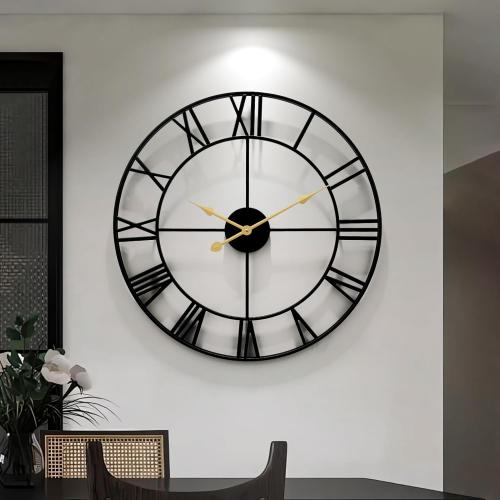 Large Wall Clock for Living Room,Decorative Round Modern Wall Clock,Roman Rustic Office Wall Clocks Battery Operated for Bedroom/Kitchen/Entryway/Office/Farmhouse 32Inch