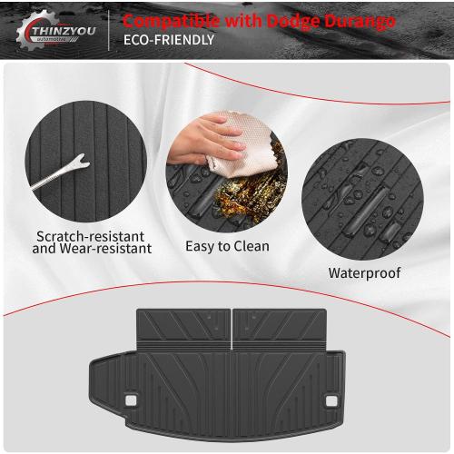 Floor Mats for 2016-2025 2026 Dodge Durango 6 Seats | Trunk Mat Cargo Mat TPE All Weather Back Seat Protector Trunk Liner 2024 Durango Accessories
