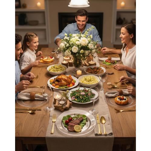 bUCLA 100Pieces Clear Plastic Plates -10.25inch Disposable Dinner Plates- Premium Weddings& Party Plates