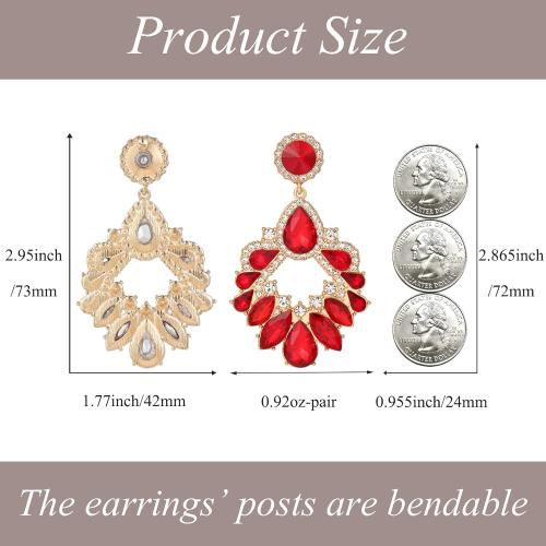 Fashion Rhinestone Statement Drop Dangle Earrings Large Colorful Crystal Chandelier Earrings for Women Bridal Wedding Party Prom