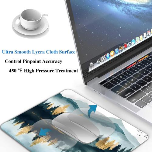 Aesthetics Misty Forest Mountain Mouse Pads for Desk, Portable Wireless Computer Mouse pad Small Design with Women, Non-Slip Rubber Base Laptop Mousepad 9.5 x 7.9 Smooth Surface for Office & Travel