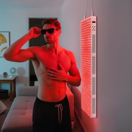 Red Light Therapy Full Body Panel, 480/630/660/810/830/850/1060nm 7 Wavelengths Blue Red Near Infrared Light Device with 300 Dual Chip Clinical Grade LEDs, Remote Control, Timer, BO-1500