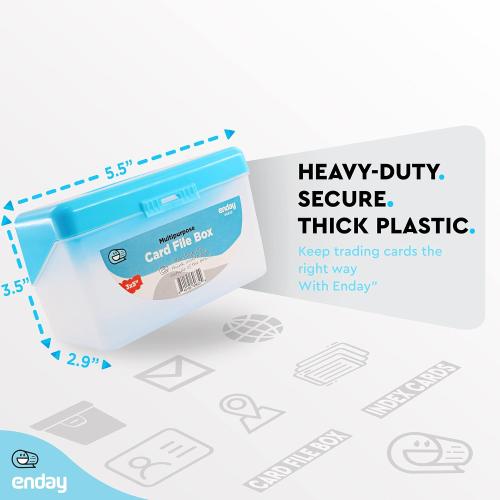 Enday Index Card Holder, 3x5 Note Flash Card Organizer Case, Stackable Index Card File with flip top, Recipe Purple, Red, Green, Blue, Grey, Pink Holder, Holds 250 Cards, Multicolor (12 Pack)