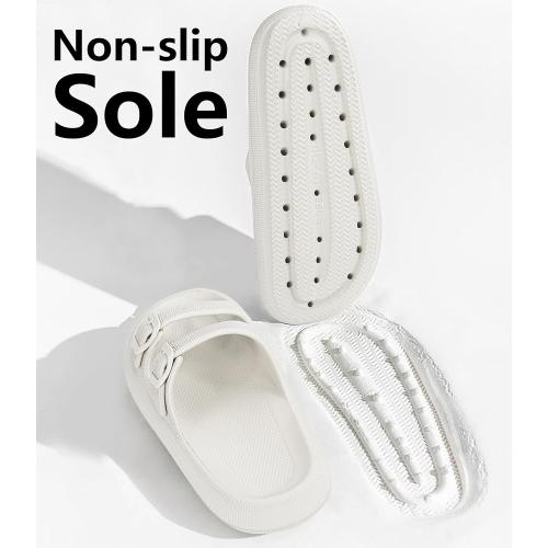 SIZE 12 Weweya Sandals for Women and Men - Pillow Slippers - Double Buckle Adjustable Slides - EVA Flat Sandals