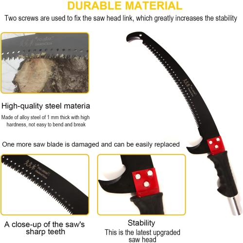 30 Feet Tree Pole Pruner, Durable Tree Trimmers Handle, Manual Branches Trimmer for Garden Tools Loppers Hand Pole Saws Extendable Height with Knives and Storage Pocket