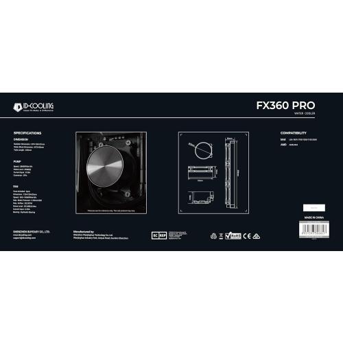 Size 360mm Color Black ID-COOLING FX360 PRO Liquid CPU Cooler for Desktop - 360mm AIO Cooler, 3 x 120mm High-efficient Fans, Special CD Pattern Pump Header, Intel & AMD Compatible