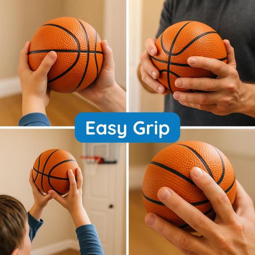 Botabee 5-Inch Mini Basketball Balls Set of 3 - Ideally Sized for Boys, Toddlers - Indoor and Outdoor Pool Basketball for Mini Hoops - Exciting Over The Door Ball Games - Orange and Black