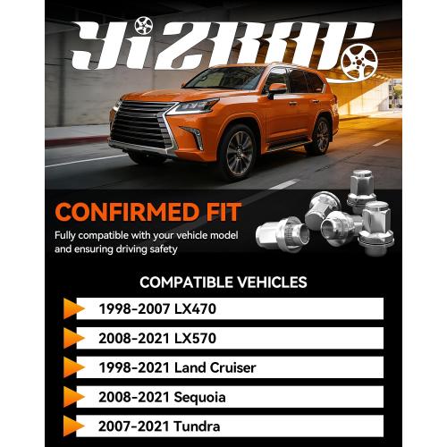 YIZBAP M14x1.5 Lug Nuts with Mag Seat, Chrome 20Pcs Closed End Nuts