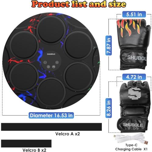 Music Boxing Machine with Gloves - Wall Mounted Punching Trainer for Adults & Kids, 9-Speed Punch Game, Wall Boxing Punching pad, 2025 Upgrade Gifts for Boys Age 6