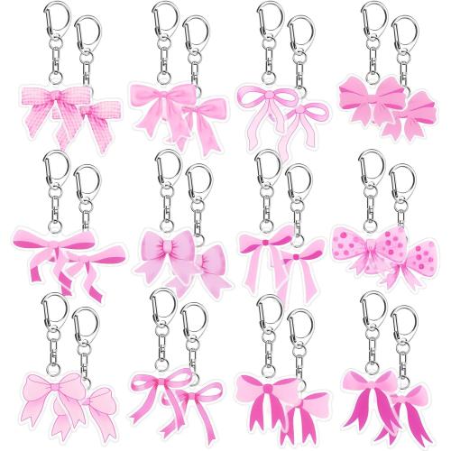 Equsion 24 Pcs Pink Bow Party Favors Keychain Acrylic Coquette Birthday Keychain Bulk 12 Style Cute Bachelorette Baby Shower Birthday Party Decorations Supplies Gifts